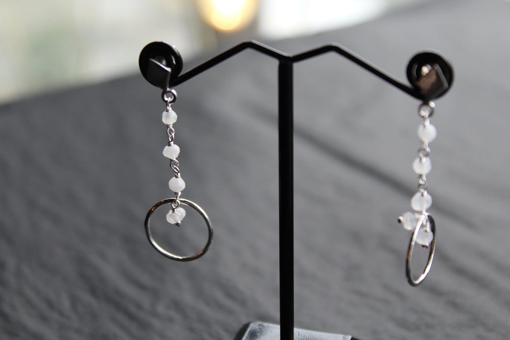 Drop Earrings with Moonstone Beads