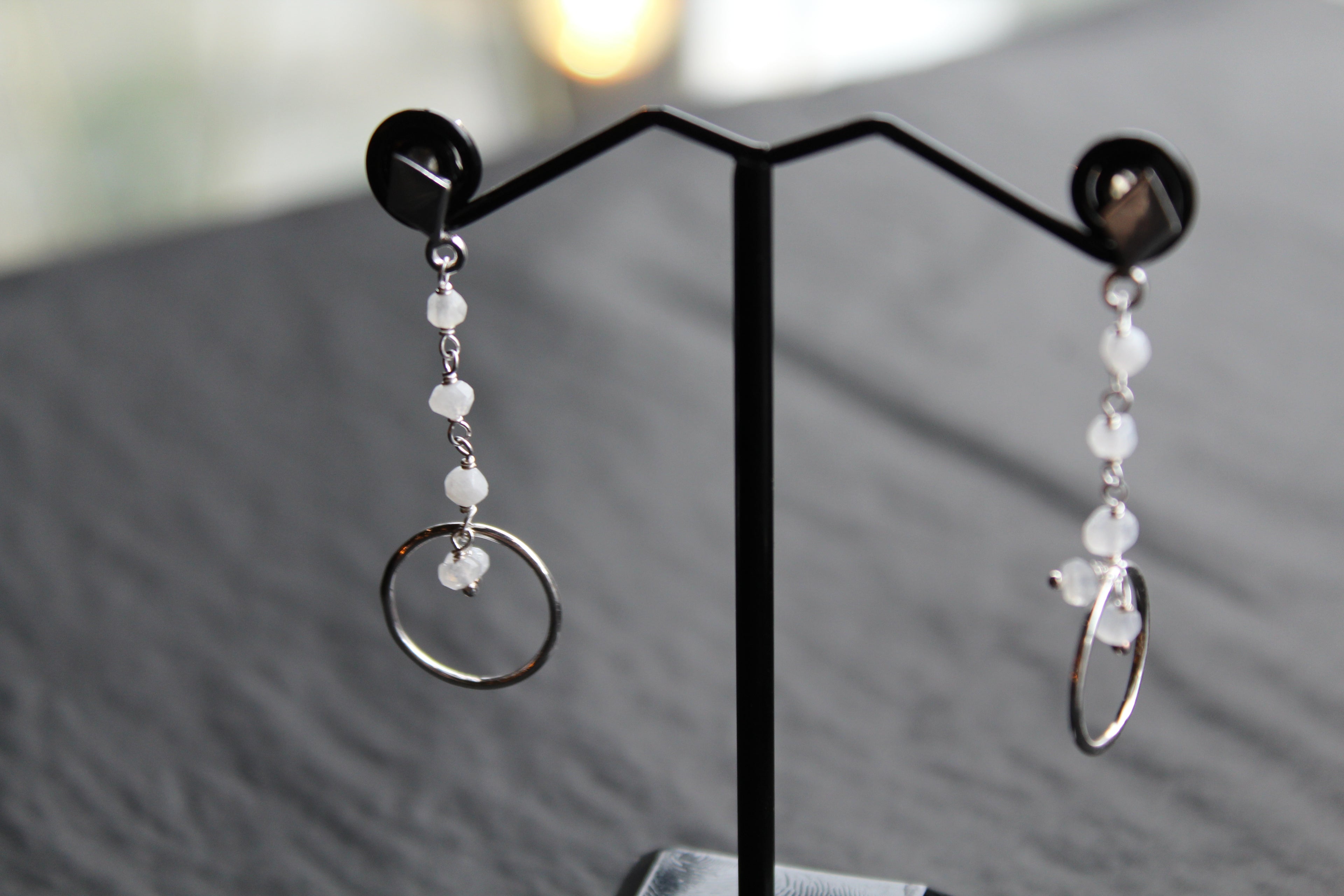Drop Earrings with Moonstone Beads