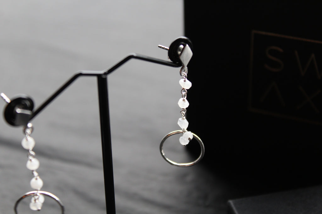 Drop Earrings with Moonstone Beads