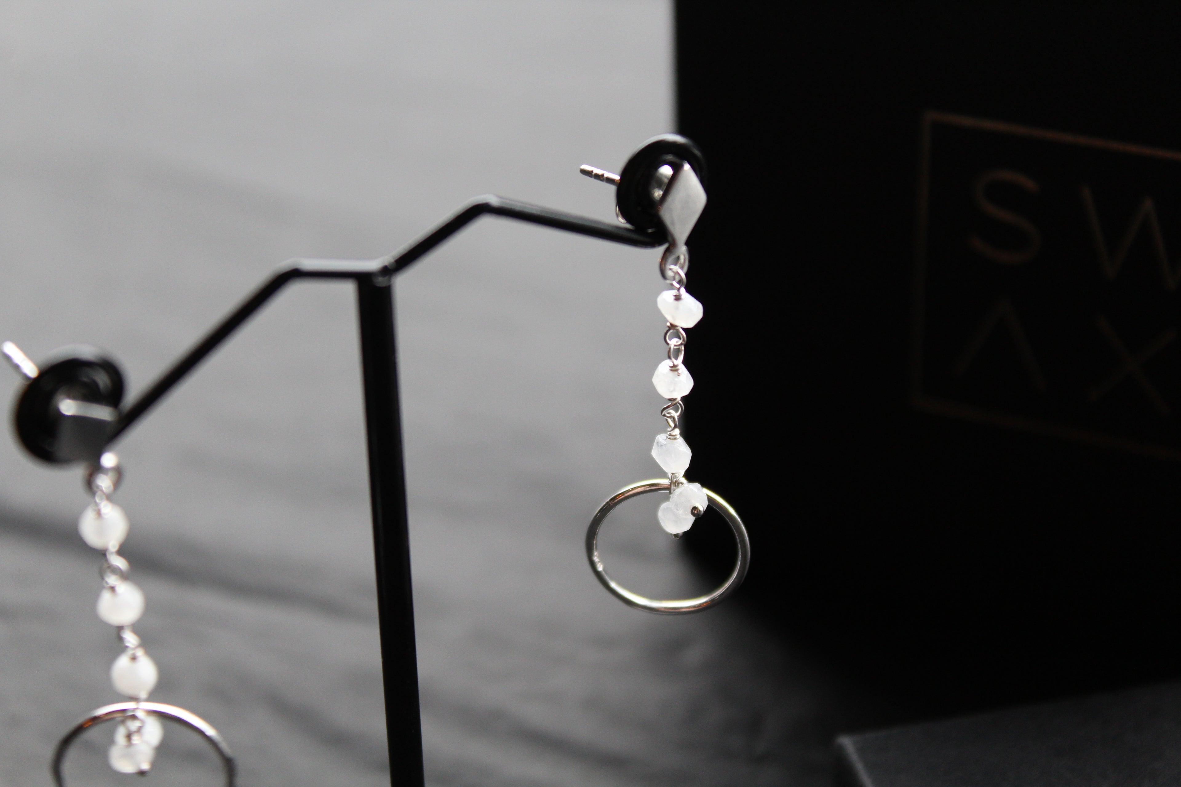 Drop Earrings with Moonstone Beads