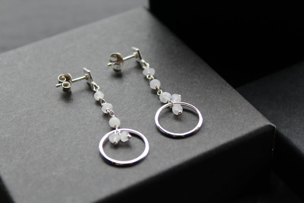 Drop Earrings with Moonstone Beads