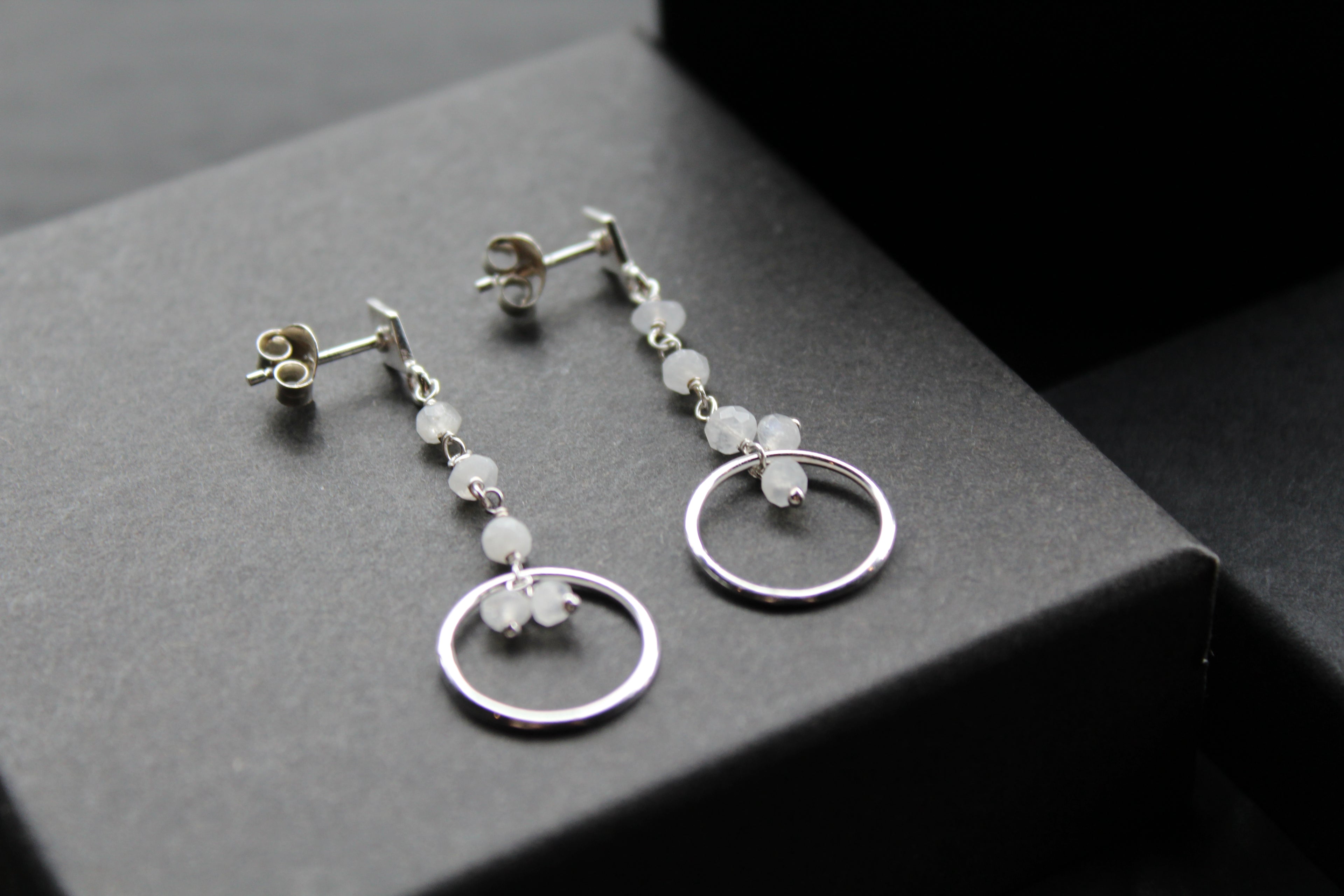 Drop Earrings with Moonstone Beads