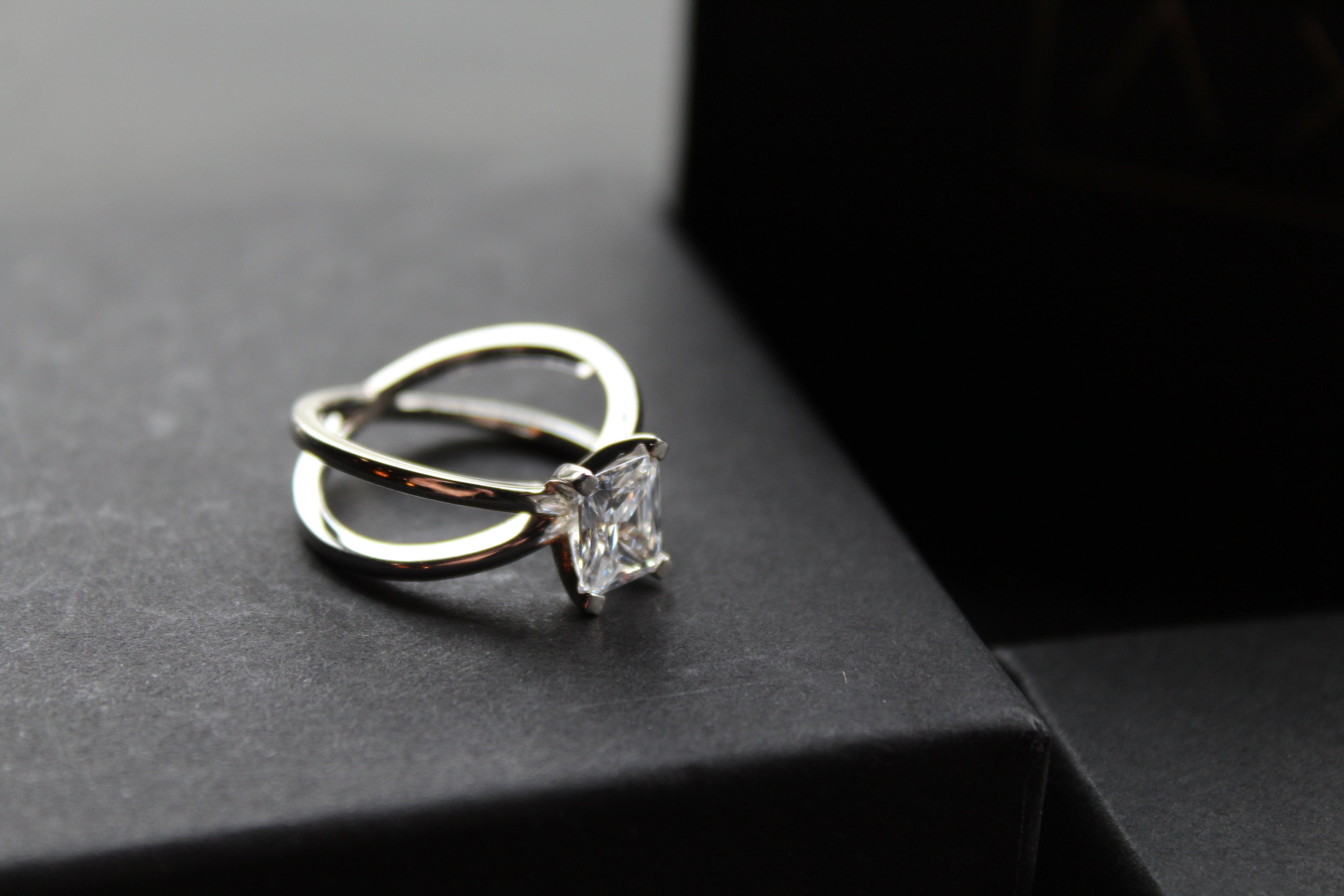 Emerald Cut CZ Double Band Ring