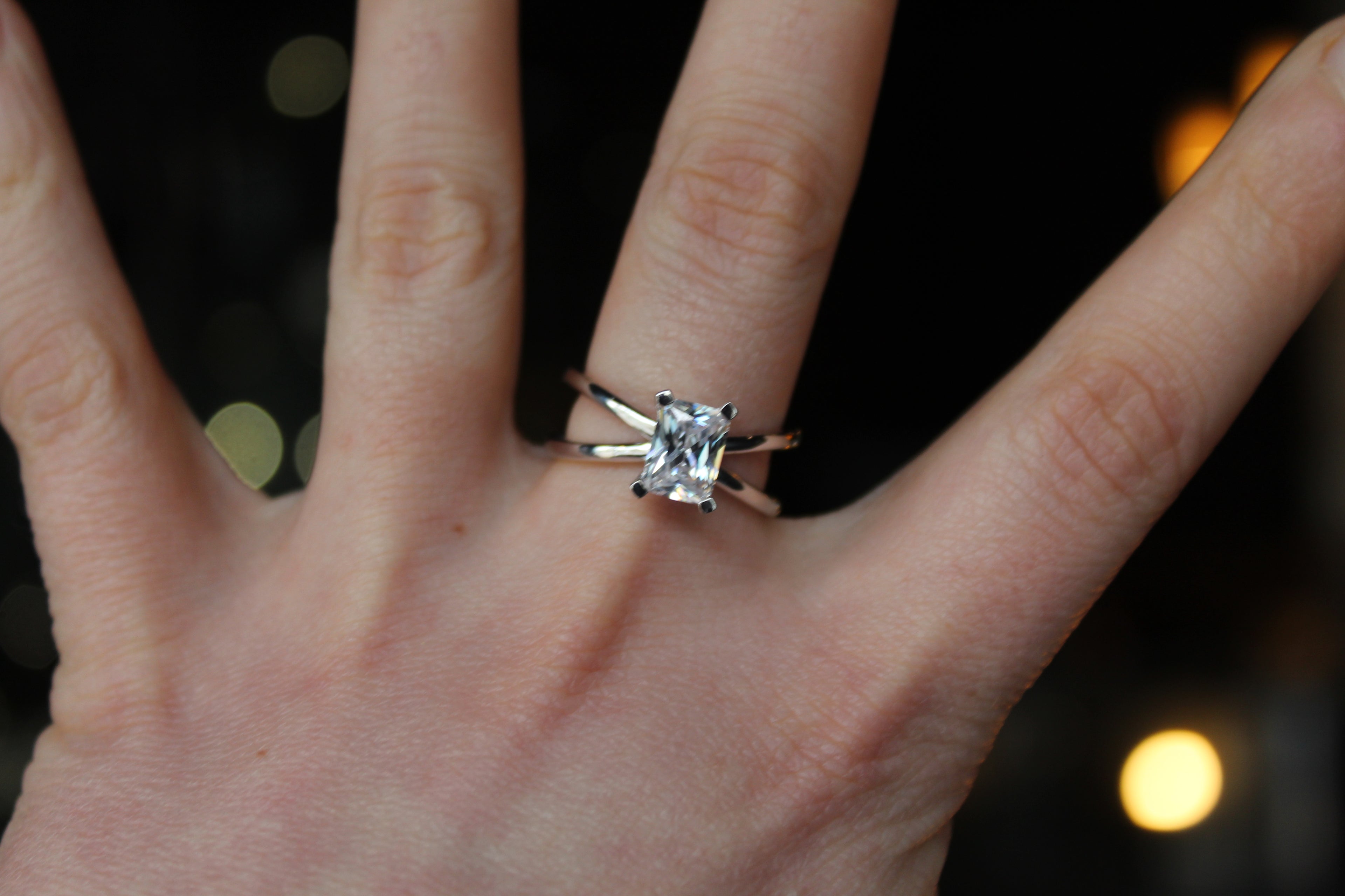 Emerald Cut CZ Double Band Ring