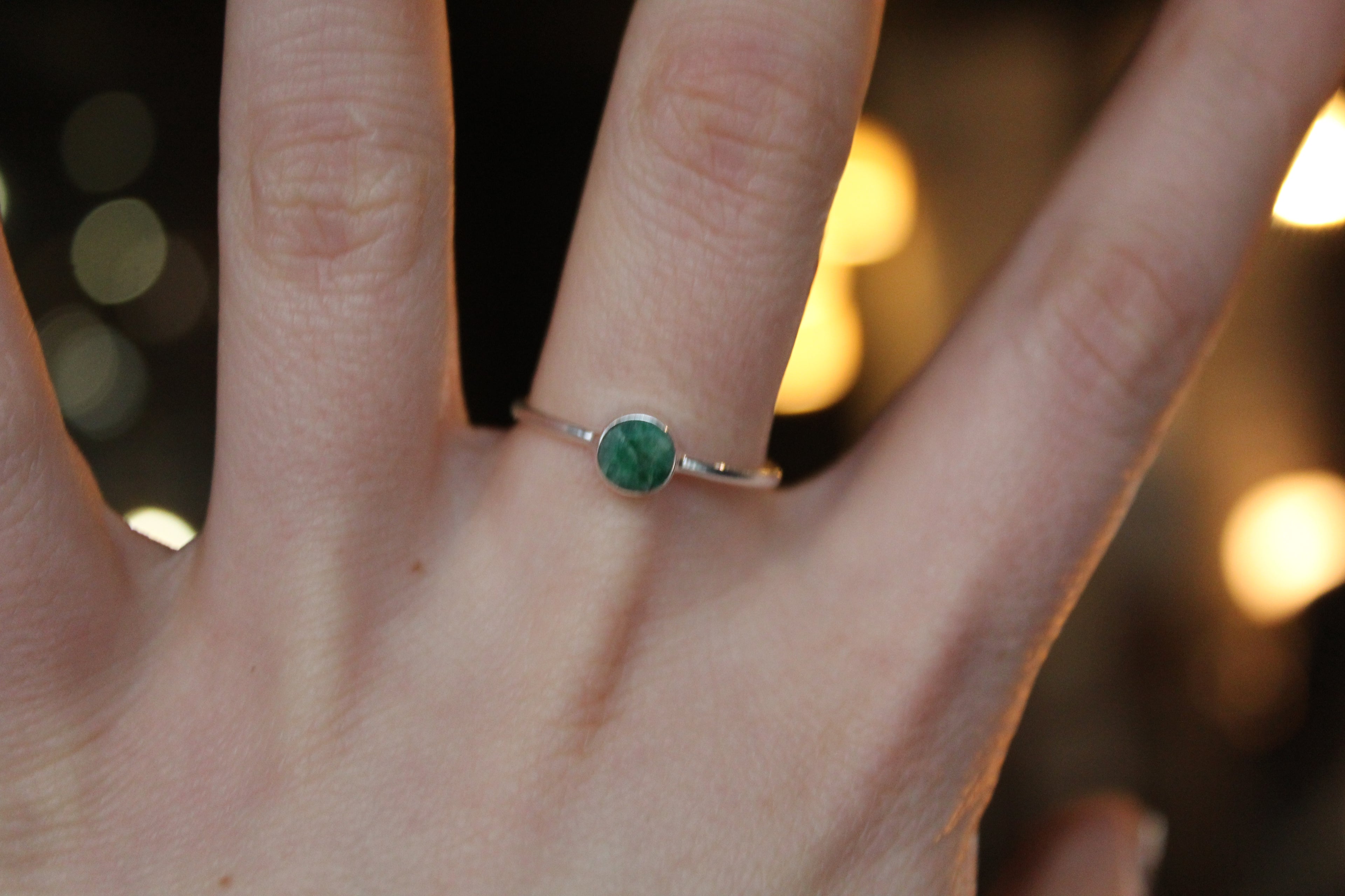 Emerald Silver Stacking Ring