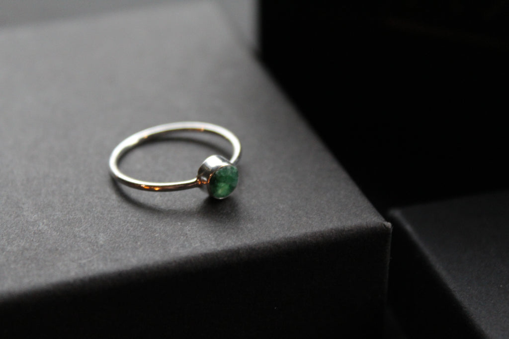 Emerald Silver Stacking Ring