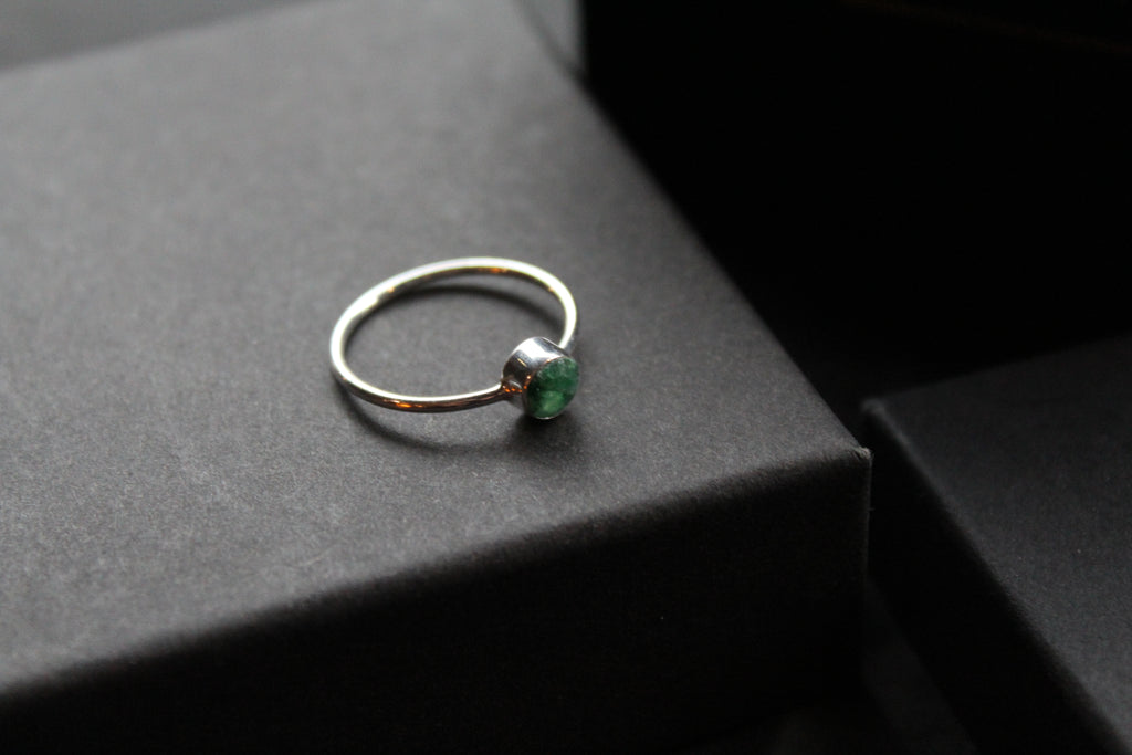 Emerald Silver Stacking Ring