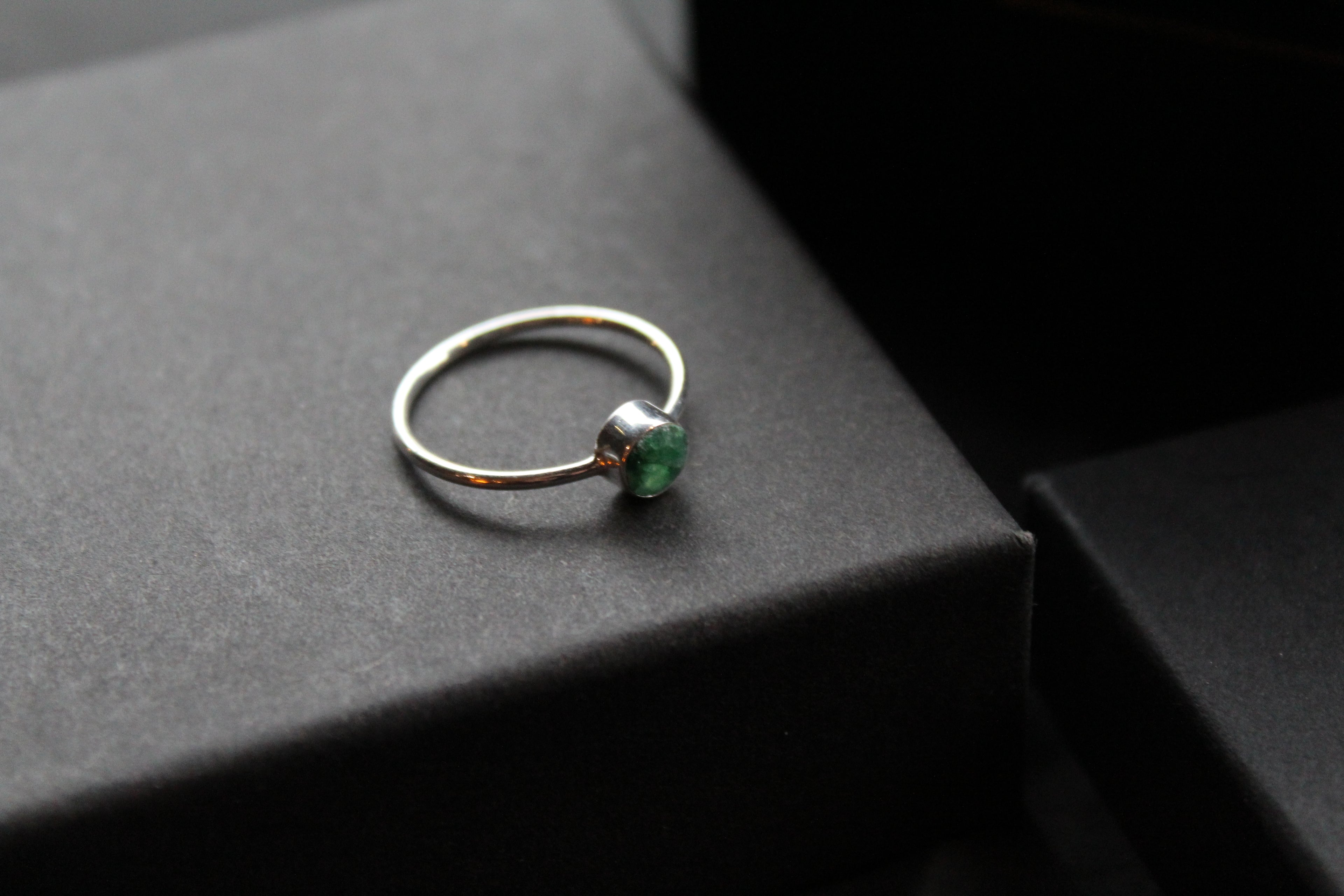 Emerald Silver Stacking Ring