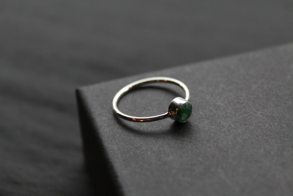 Emerald Silver Stacking Ring