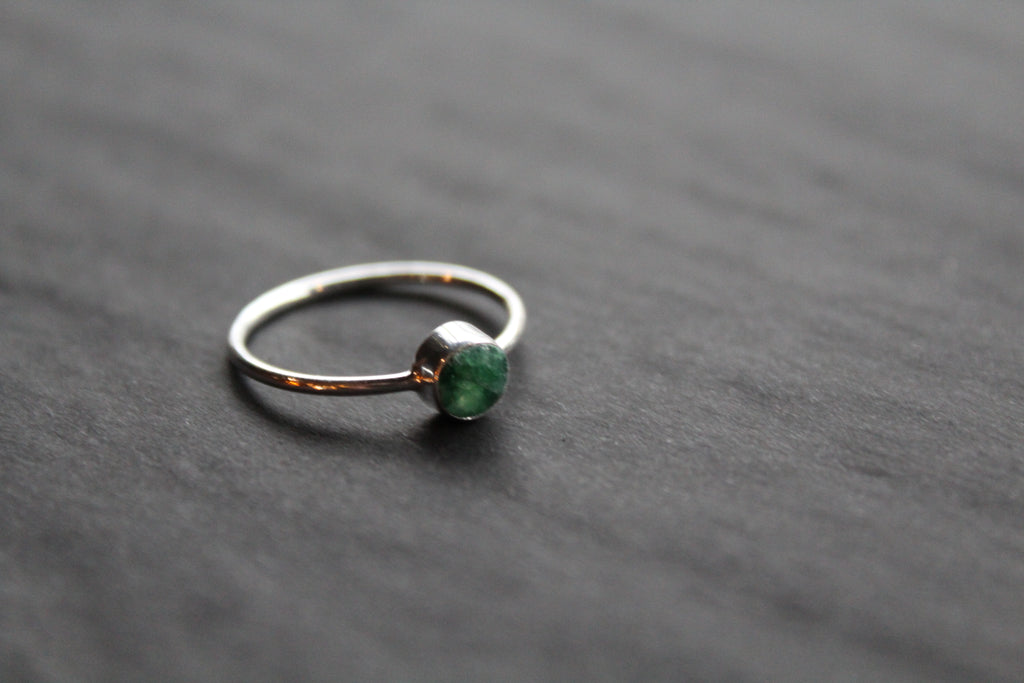 Emerald Silver Stacking Ring