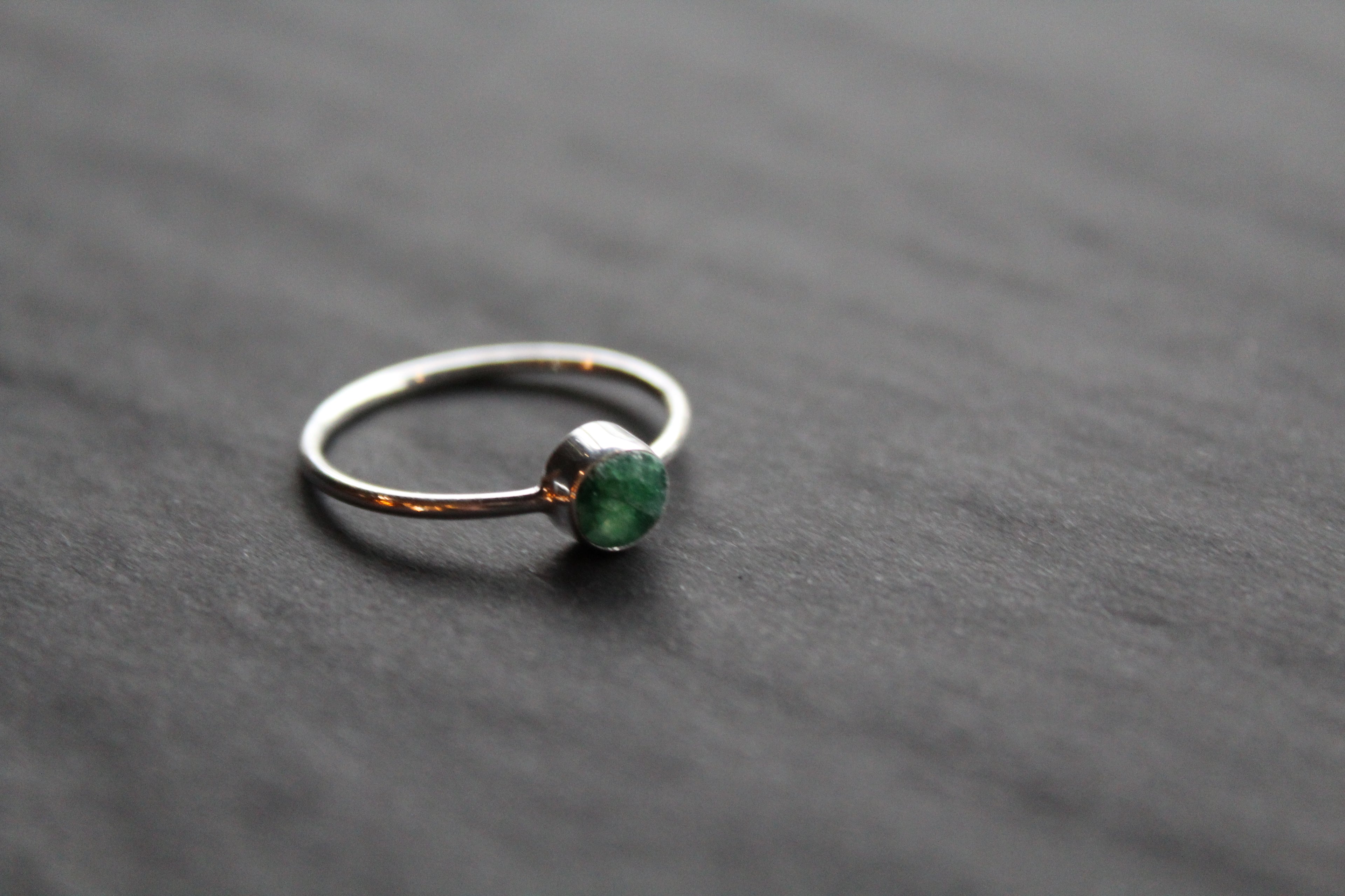 Emerald Silver Stacking Ring