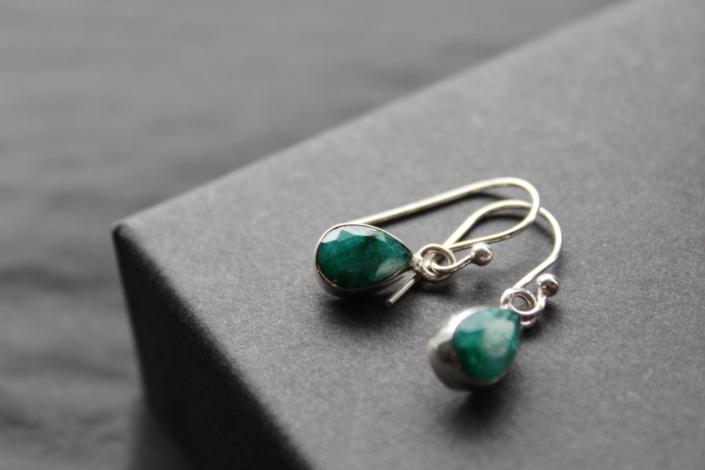 Emerald Tear Drop Earrings