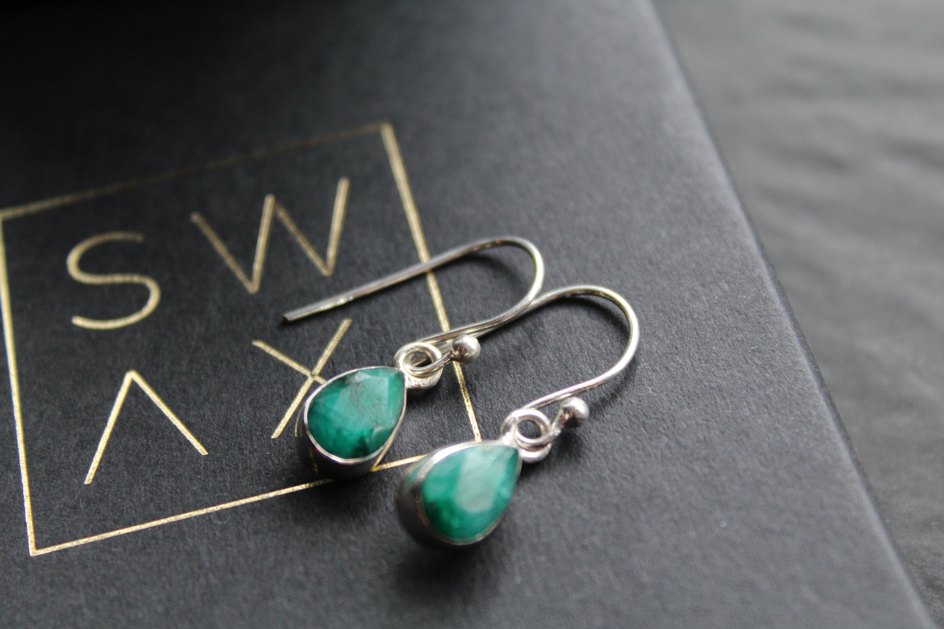 Emerald Tear Drop Earrings