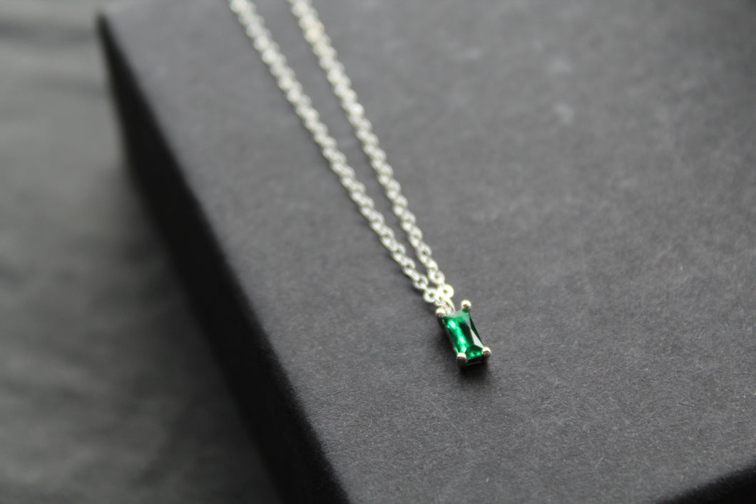 Emerald Glass Baguette Necklace