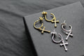 Fancy CZ Cross Charms on Stud Hoops
