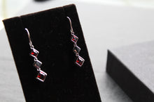 Load image into Gallery viewer, Fiorelli Square Link Ruby Red Earrings with Cubic Zirconia
