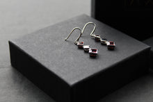 Load image into Gallery viewer, Fiorelli Square Link Ruby Red Earrings with Cubic Zirconia
