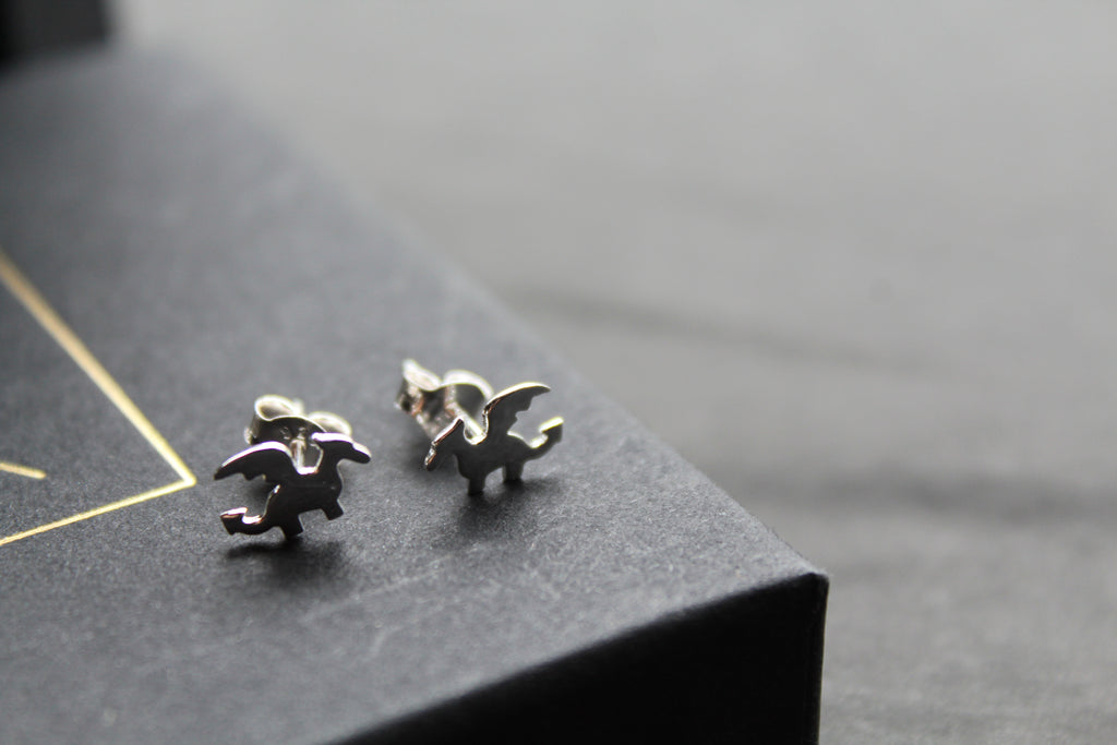 Flat Dragon Silver Studs