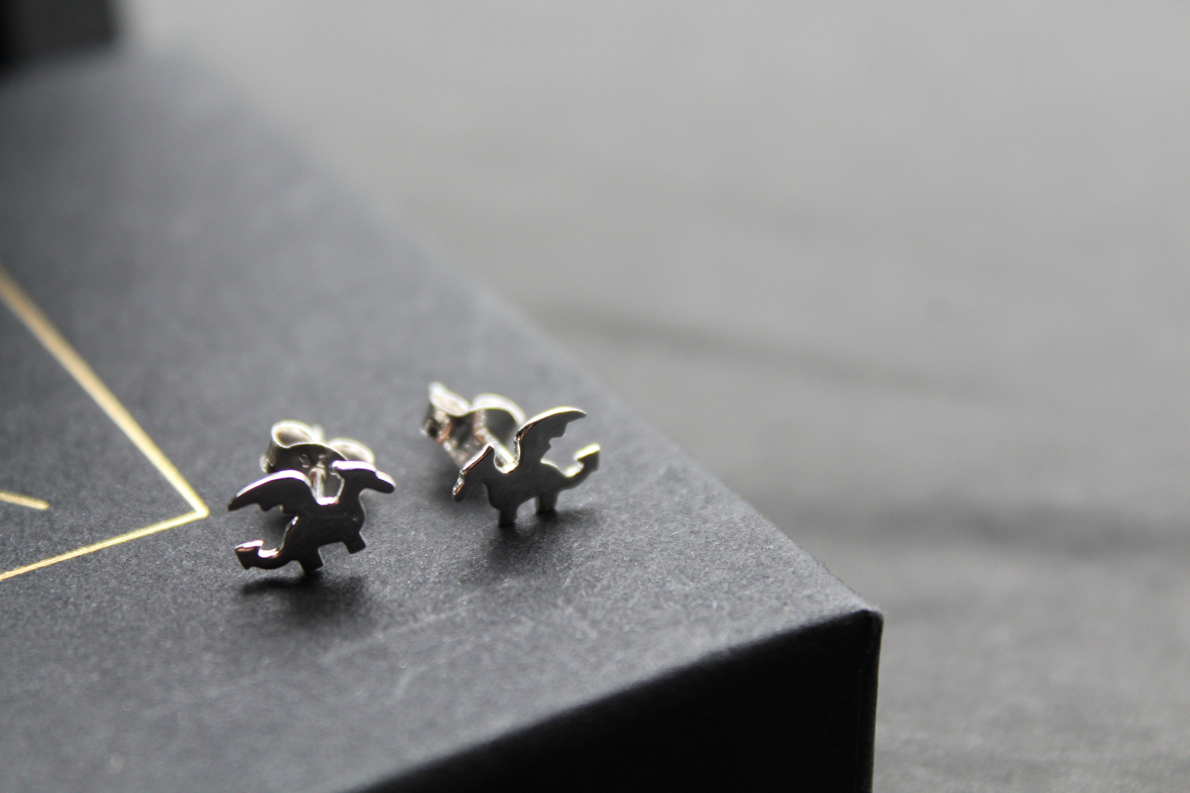 Flat Dragon Silver Studs