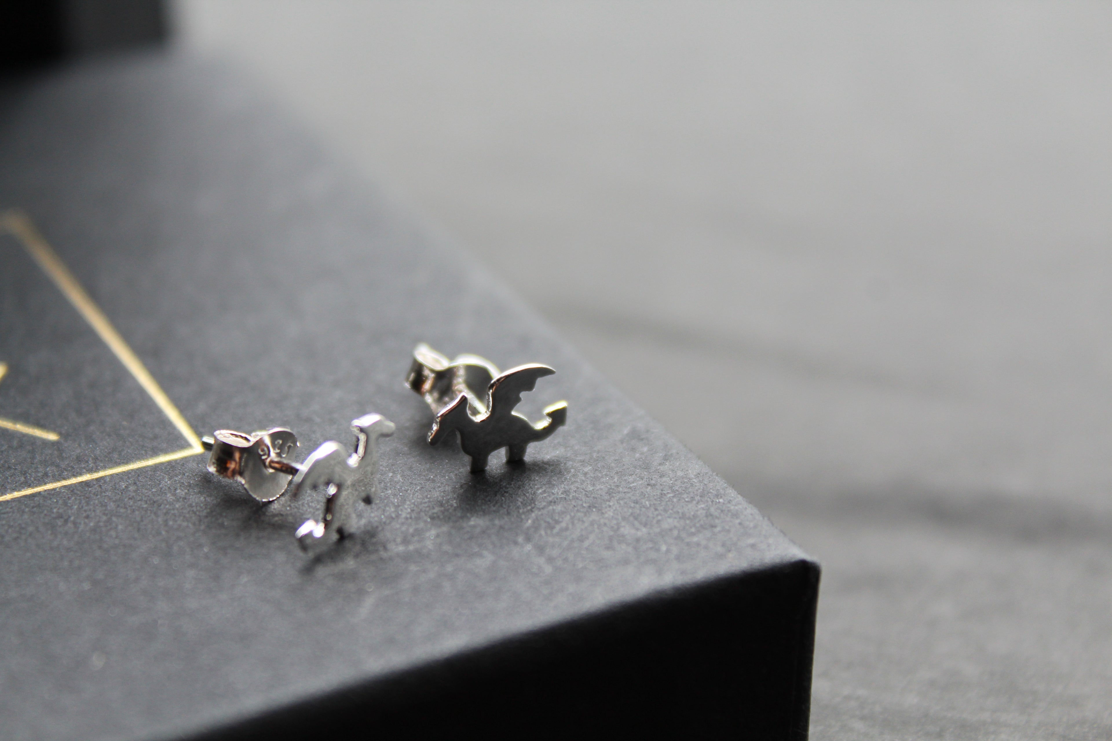 Flat Dragon Silver Studs