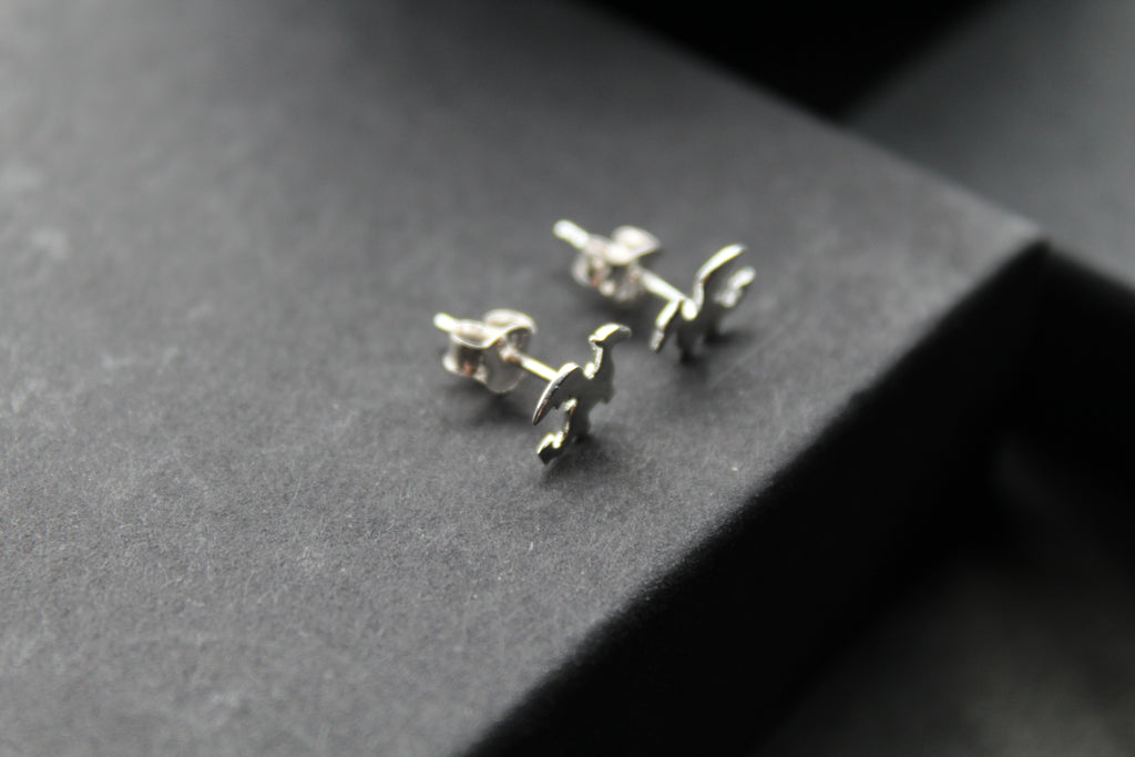 Flat Dragon Silver Studs