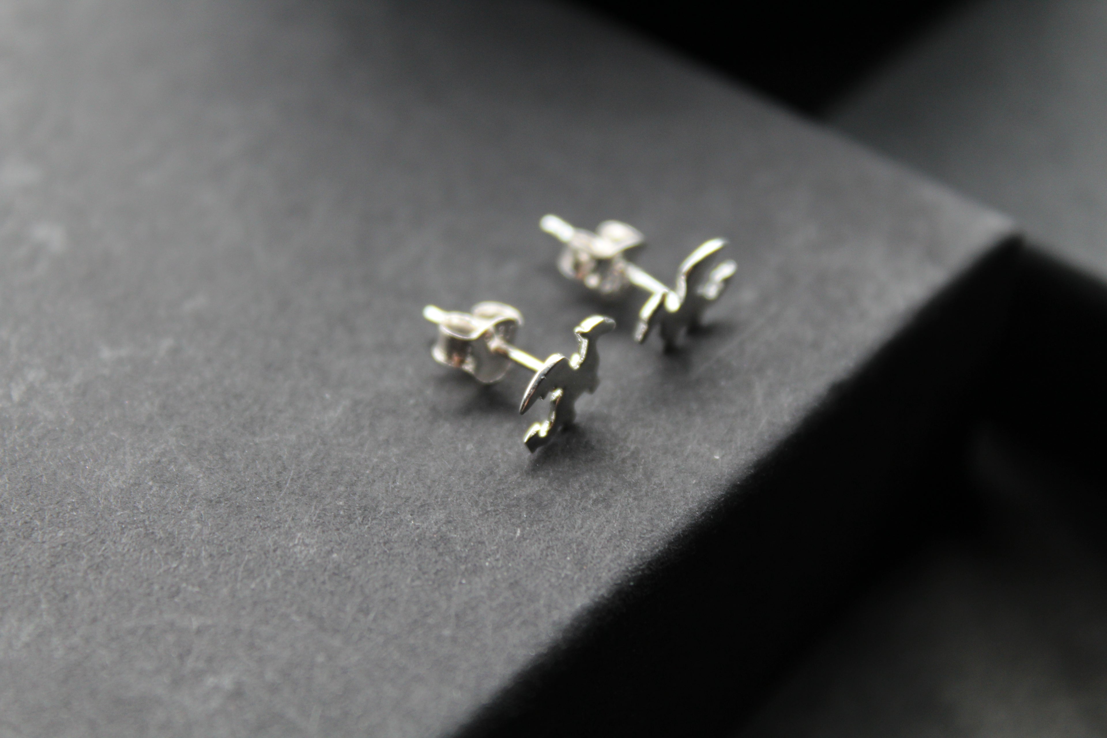 Flat Dragon Silver Studs