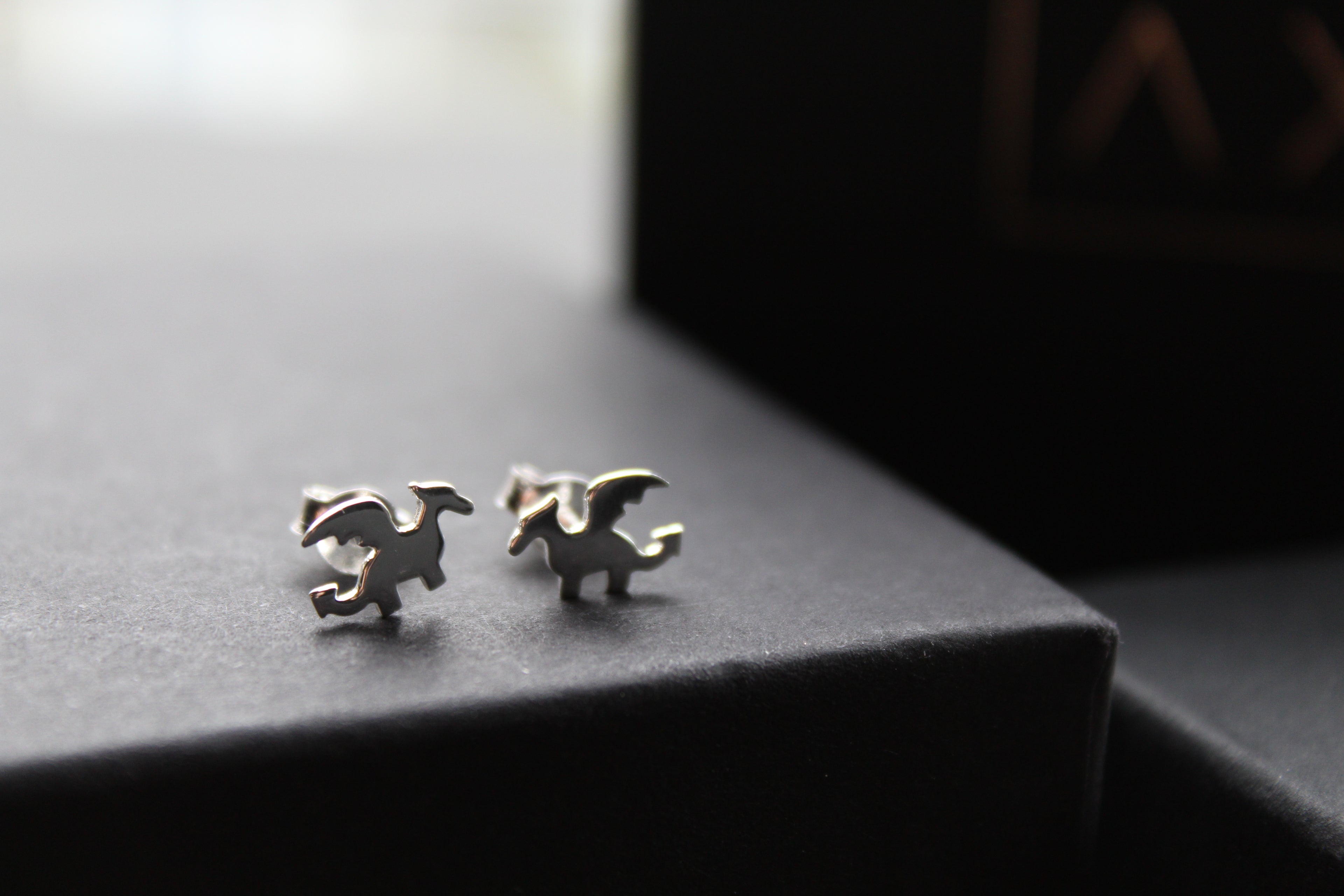Flat Dragon Silver Studs