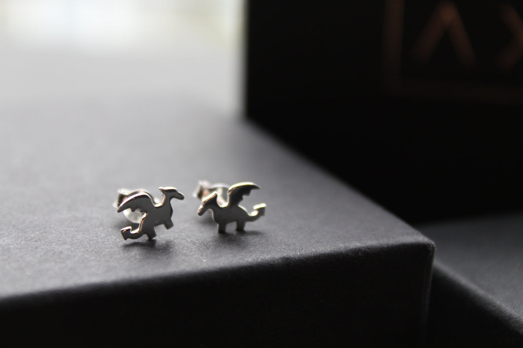 Flat Dragon Silver Studs