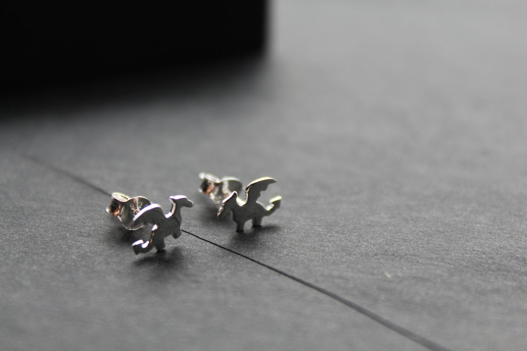 Flat Dragon Silver Studs