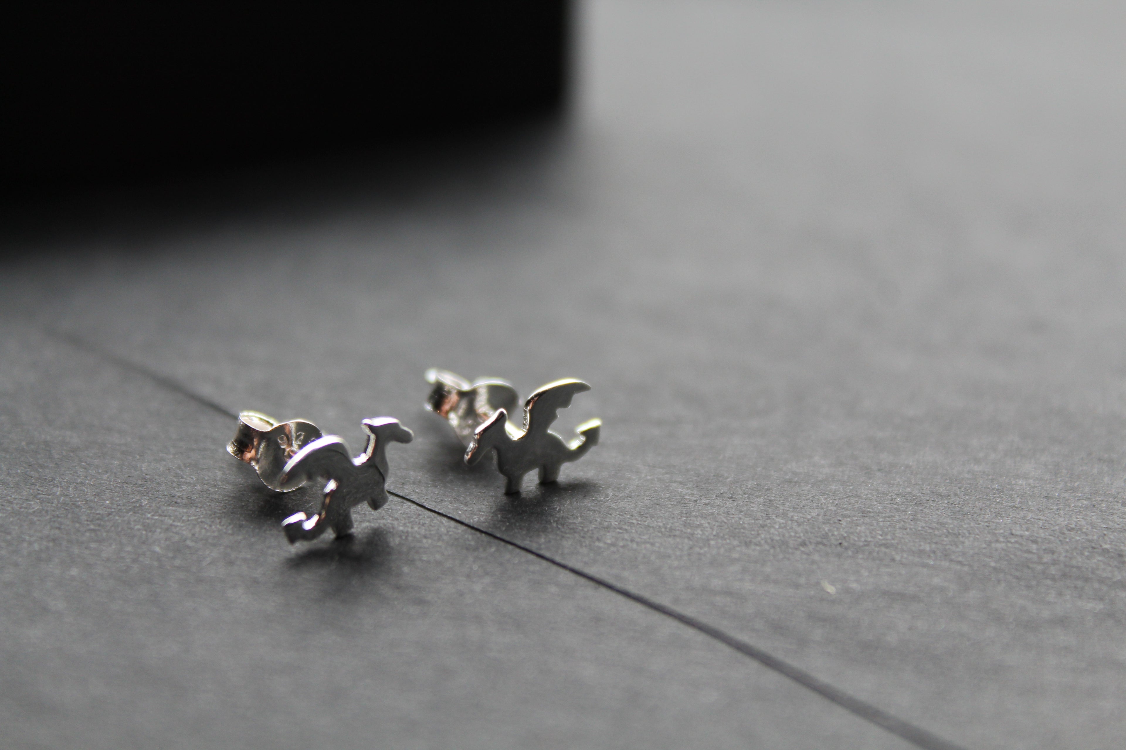 Flat Dragon Silver Studs