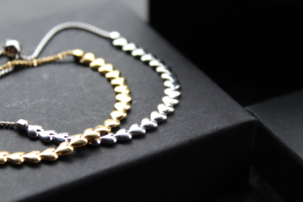 Flat Interlinked Hearts Slider Bracelets