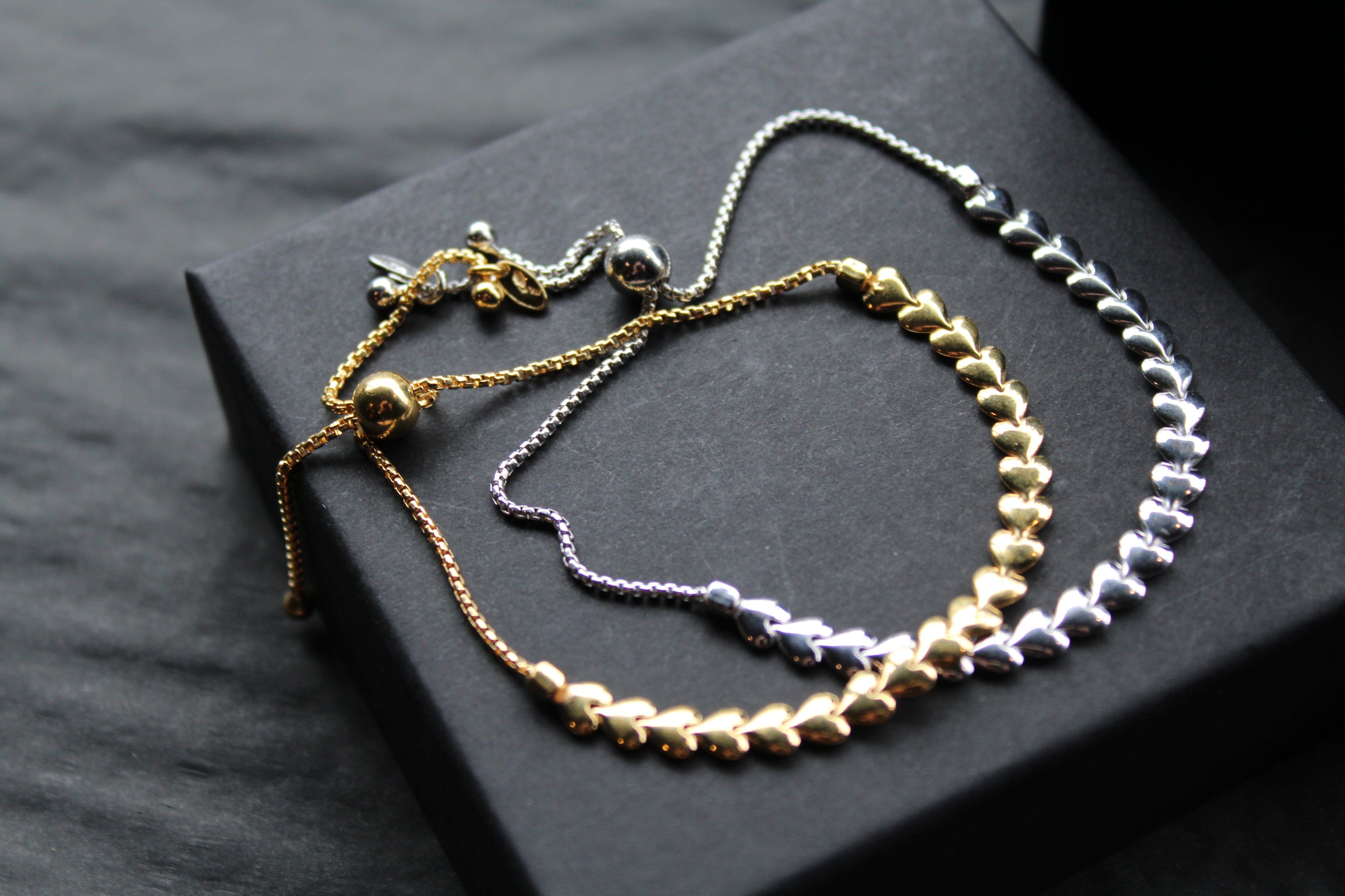 Flat Interlinked Hearts Slider Bracelets