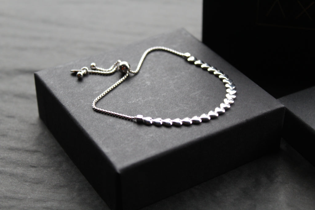 Flat Interlinked Hearts Slider Bracelets