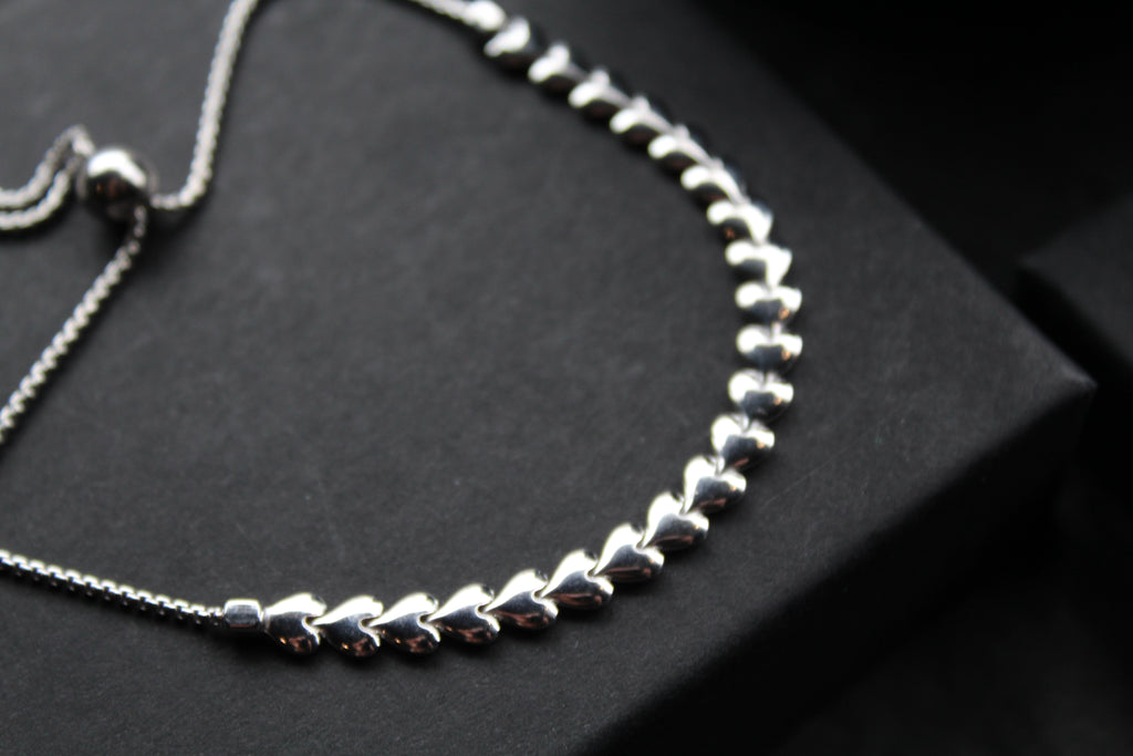 Flat Interlinked Hearts Slider Bracelets