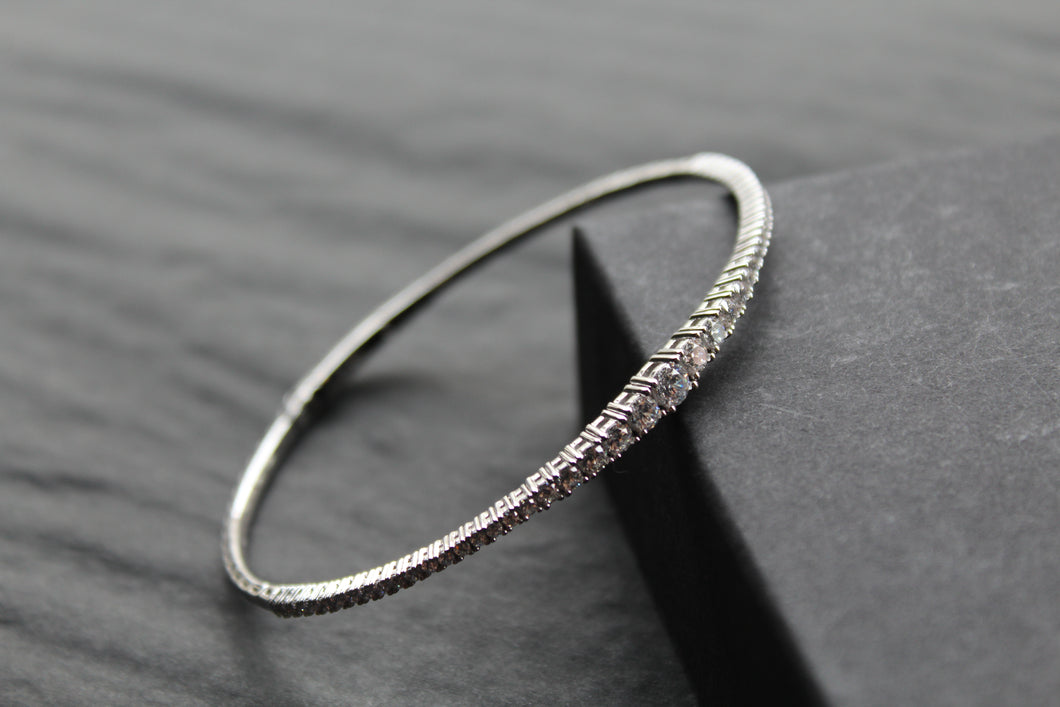 Flexi Graduated CZ Silver Bangle