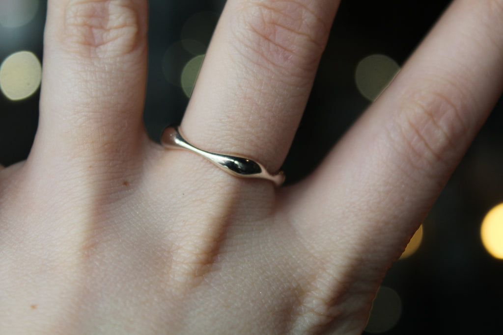 Fluid Wavy Silver Ring