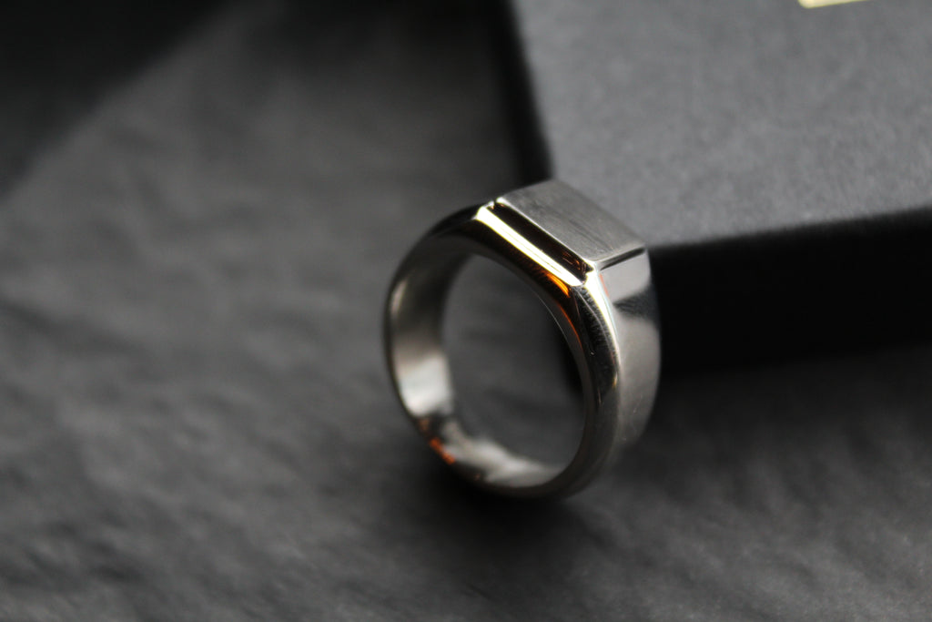 Fred Bennett Signet Ring with Gun Metal IP Detail