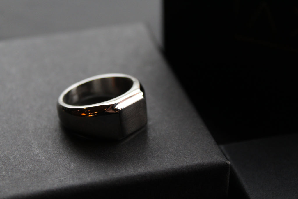 Fred Bennett Signet Ring with Gun Metal IP Detail