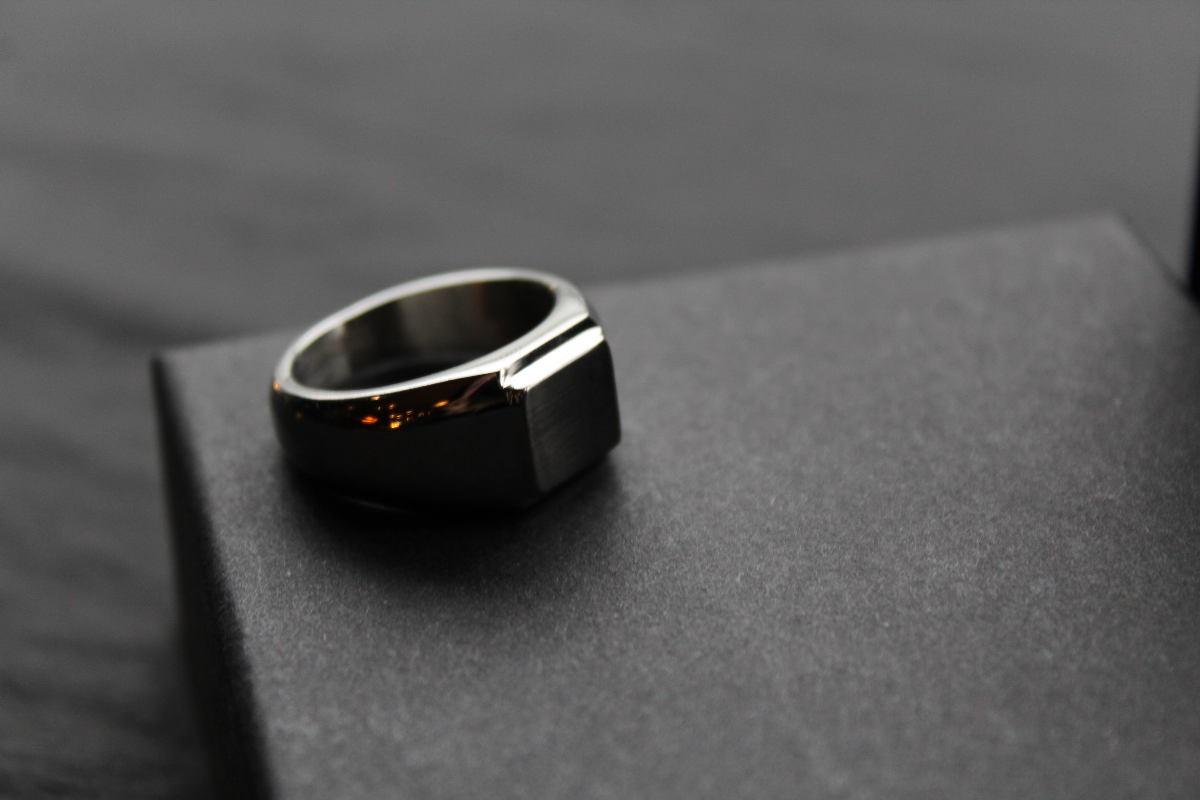 Fred Bennett Signet Ring with Gun Metal IP Detail