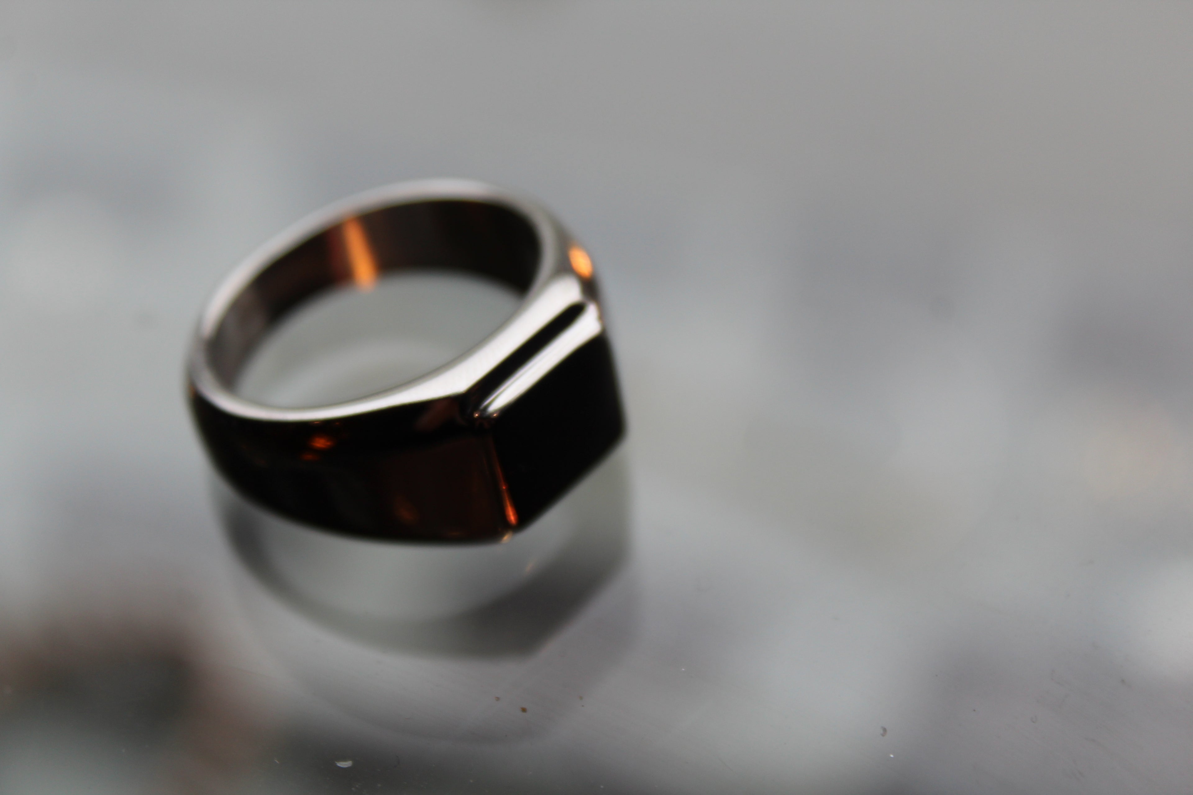 Fred Bennett Signet Ring with Gun Metal IP Detail