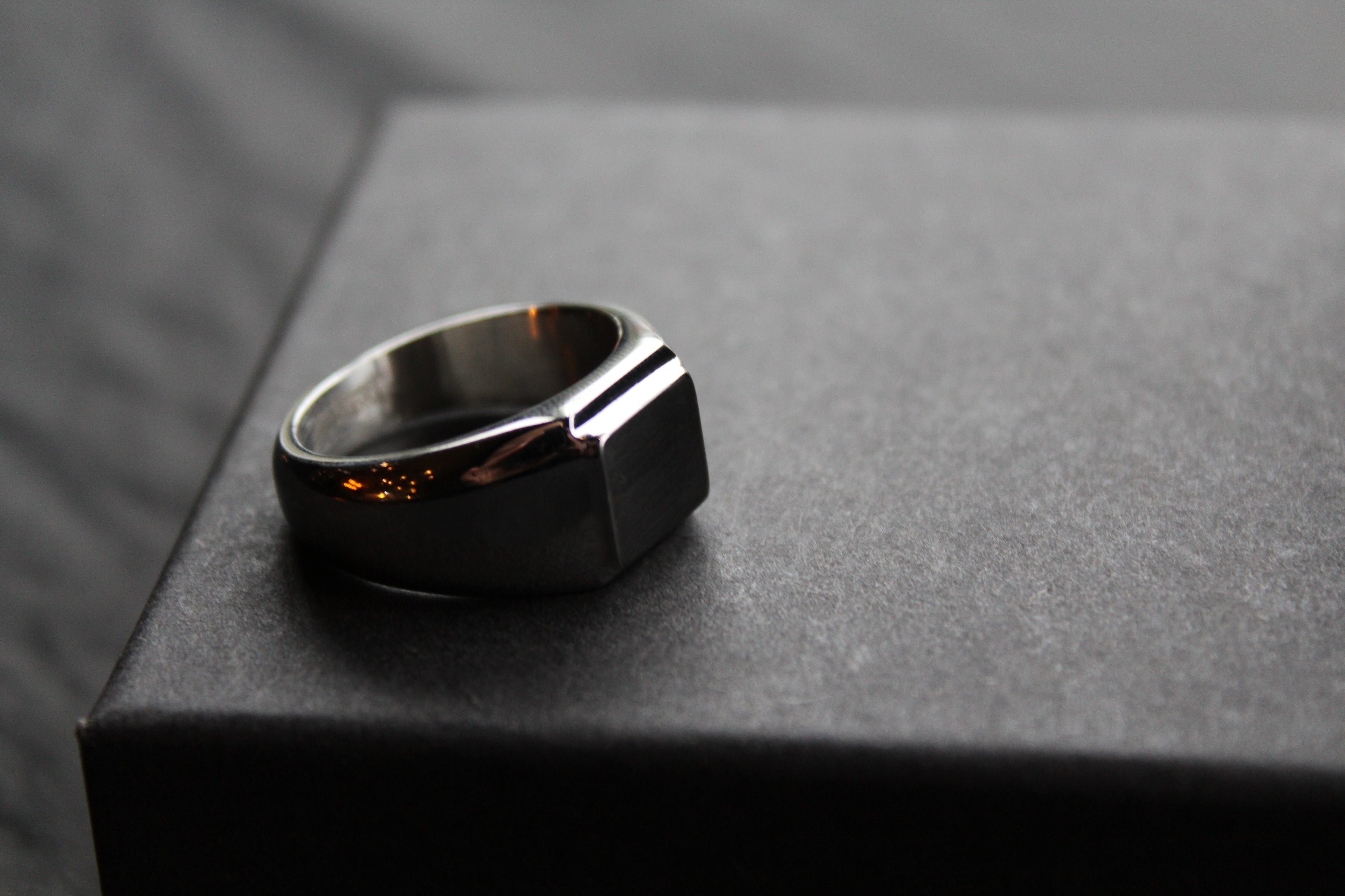 Fred Bennett Signet Ring with Gun Metal IP Detail