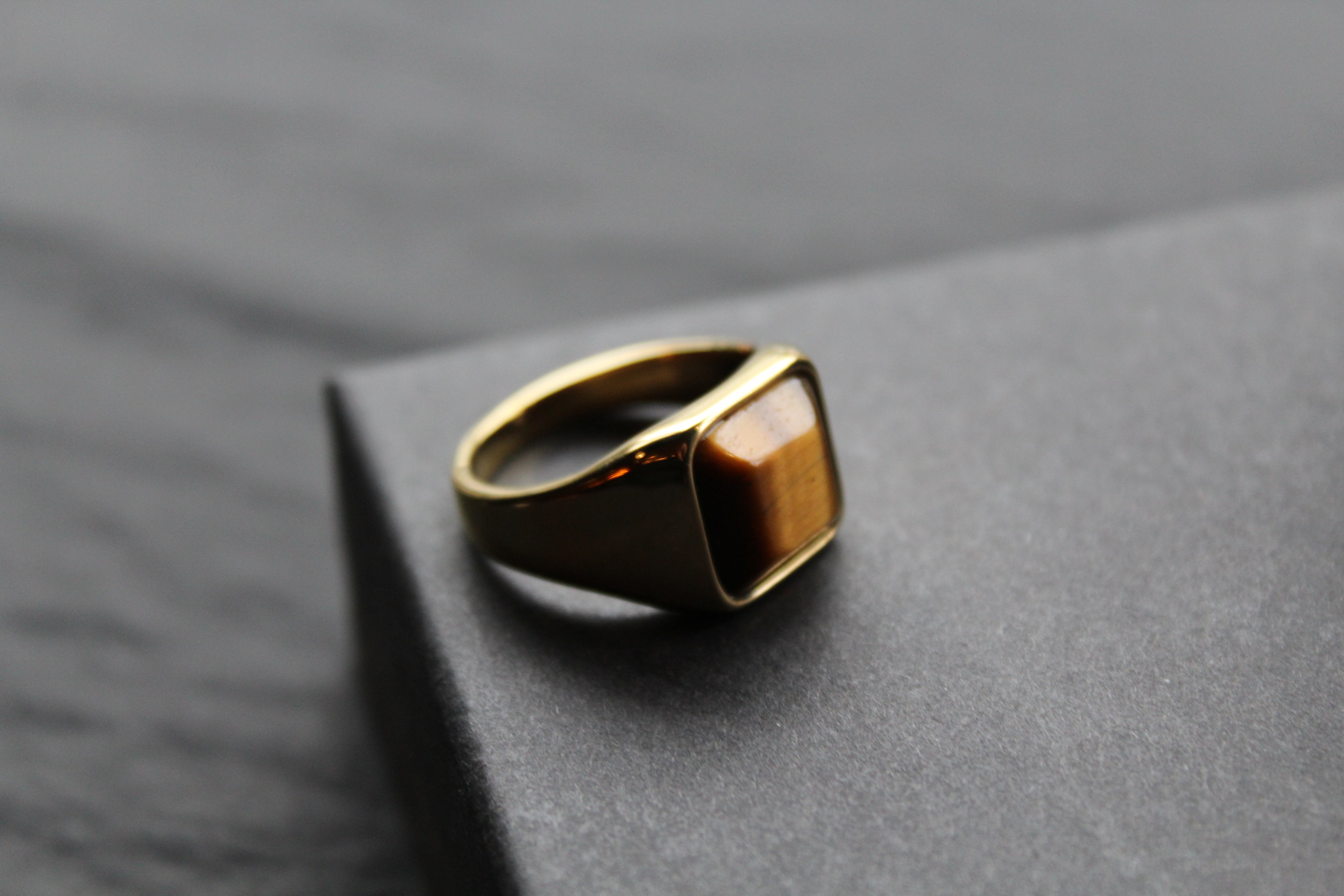 Fred Bennett Signet Ring with Tiger Eye Gold IP Plating
