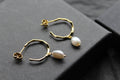 Freshwater Pearl Drop Wave Hoop Studs