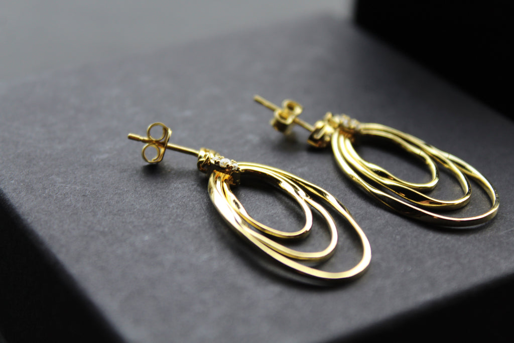 GP Three Oval Loops Link CZ Earrings