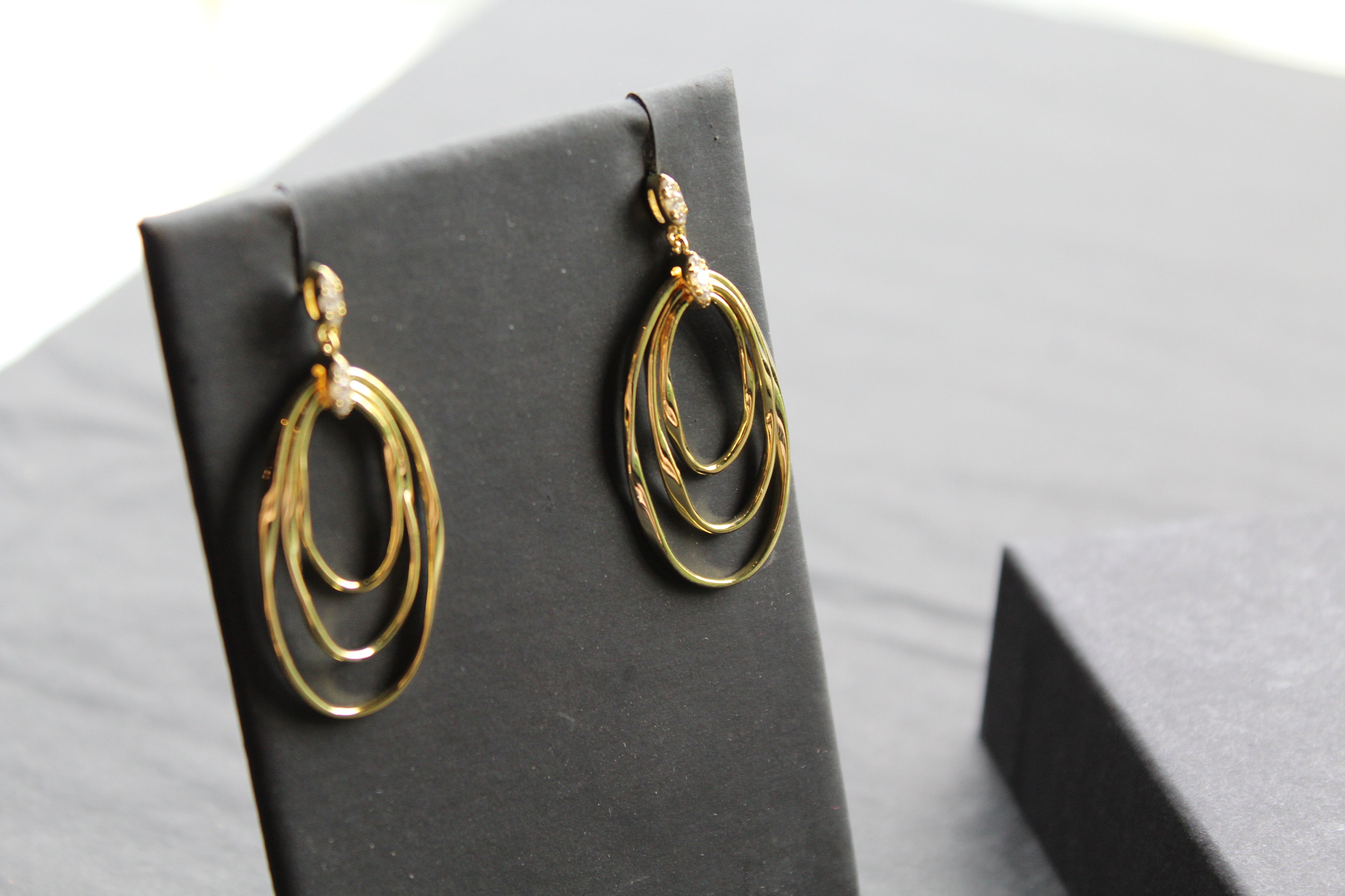 GP Three Oval Loops Link CZ Earrings