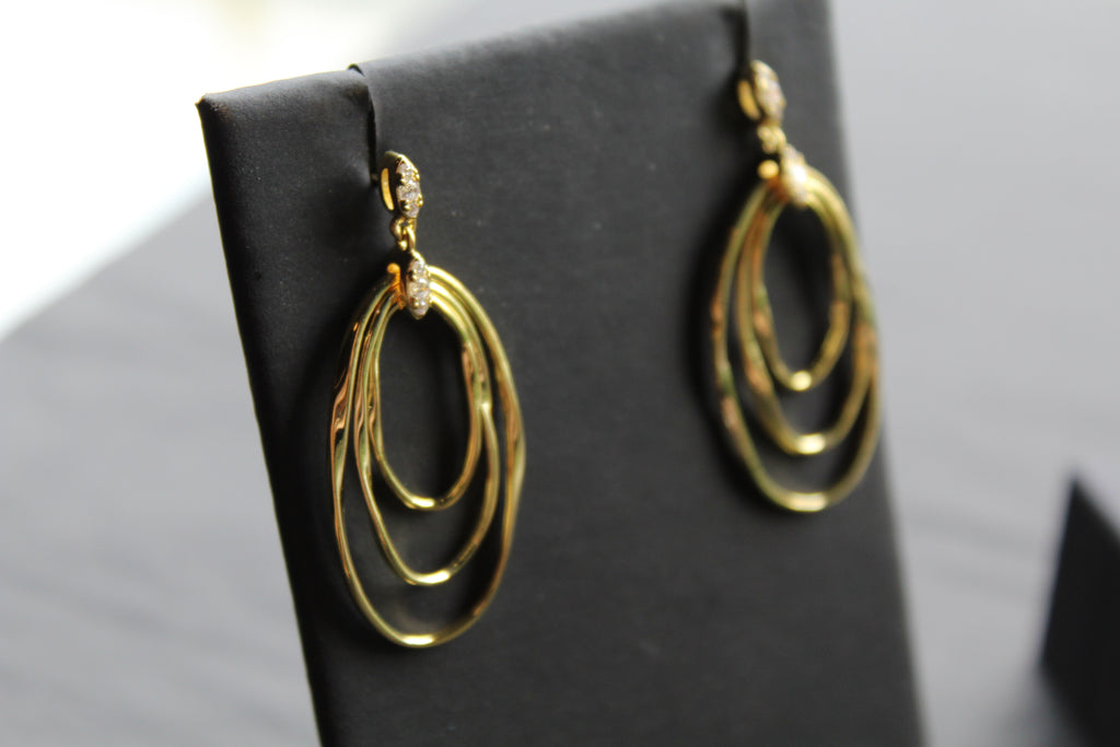 GP Three Oval Loops Link CZ Earrings