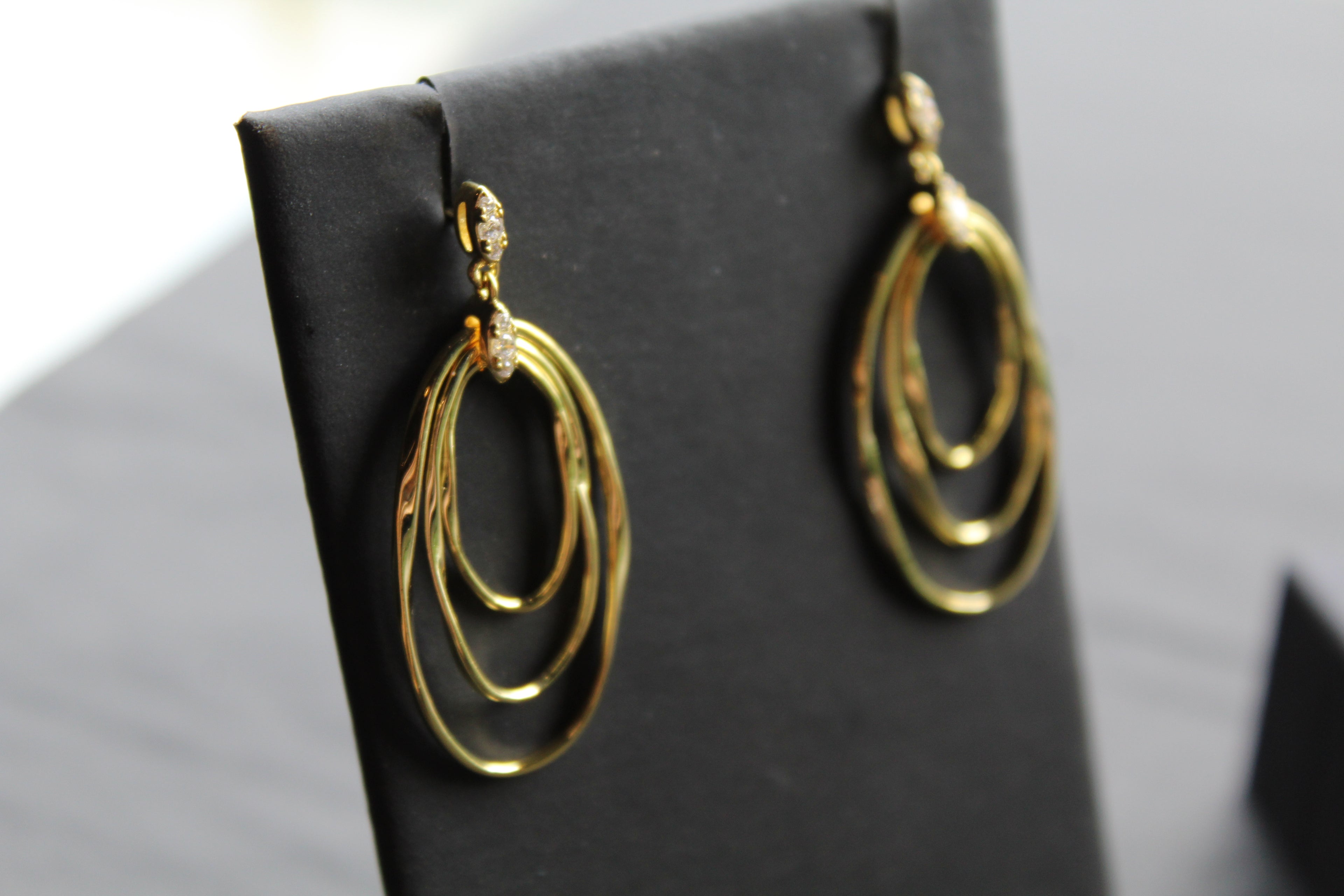 GP Three Oval Loops Link CZ Earrings