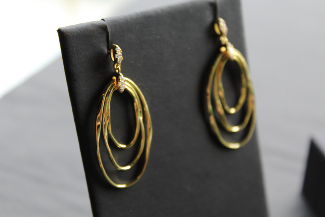 GP Three Oval Loops Link CZ Earrings