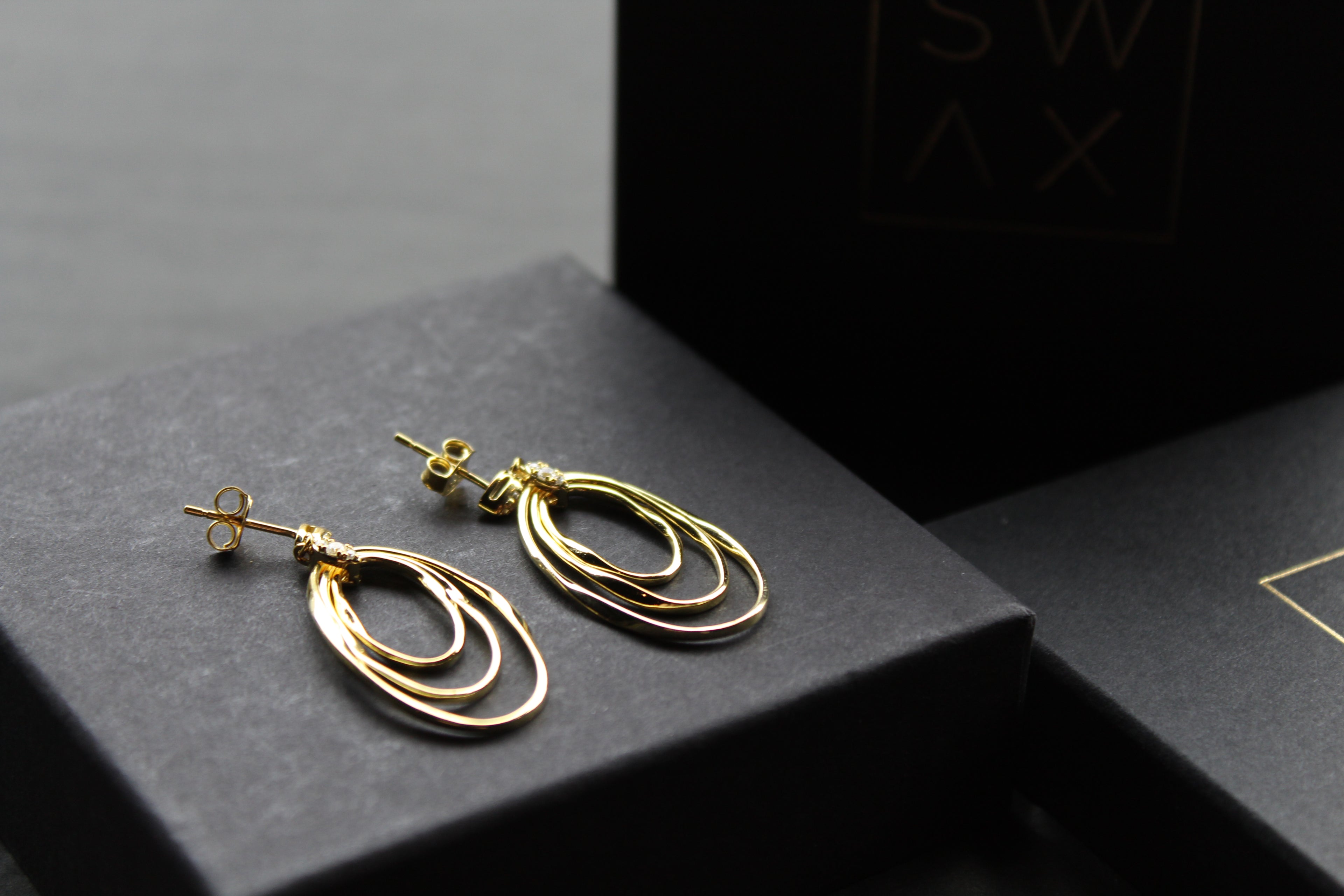 GP Three Oval Loops Link CZ Earrings