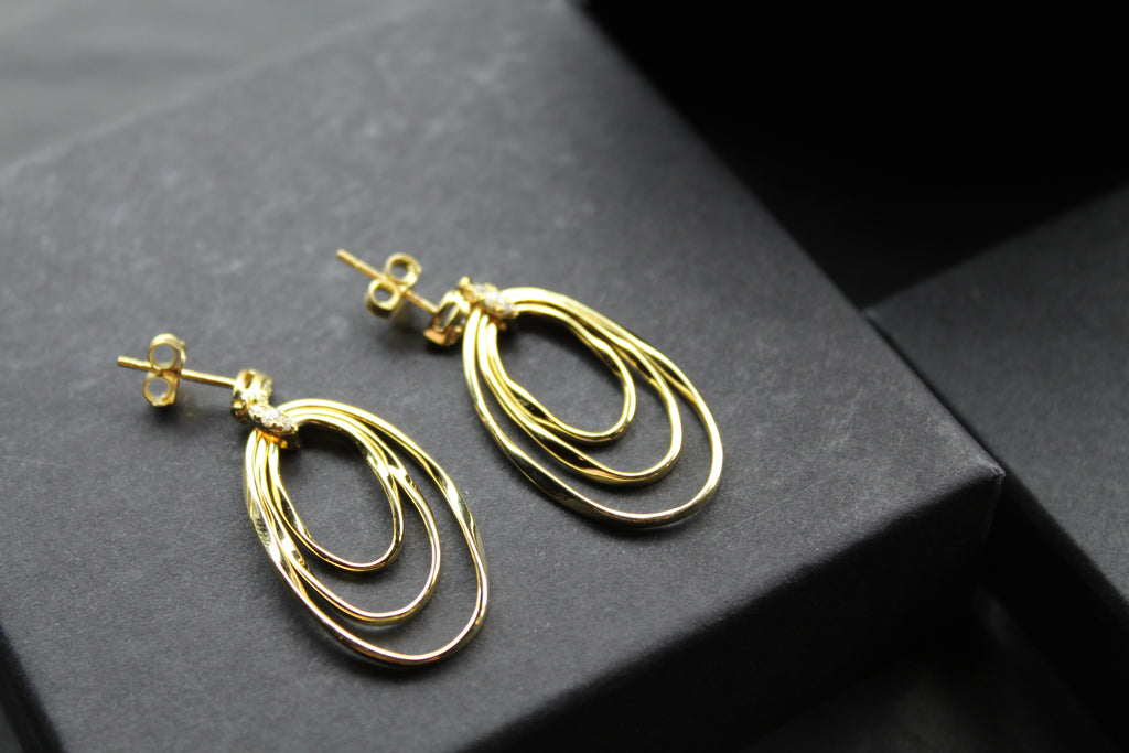 GP Three Oval Loops Link CZ Earrings